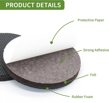 Non Slip Furniture Pads 36 PCS 1'' Square - Anti Slip Furniture Pads - Self Adhesive Rubber Feet Furniture Feet - Chair Leg Floor Protectors - Keep Furniture in Place