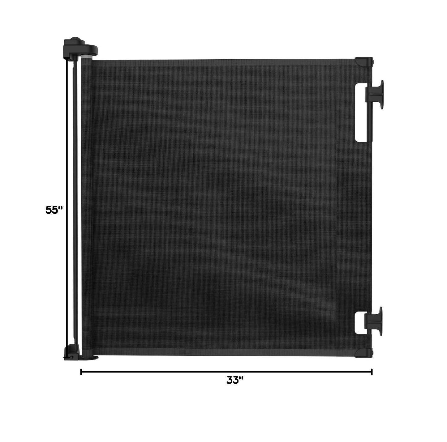 Retractable Baby Gate Perma Child Safety 33" Tall x 55” Wide, Mesh, for Stairs, Doorways, Dogs, Pets, Indoor, Outdoor, One-Handed Operation, Locking, Easy Install, Hardware Mount, White
