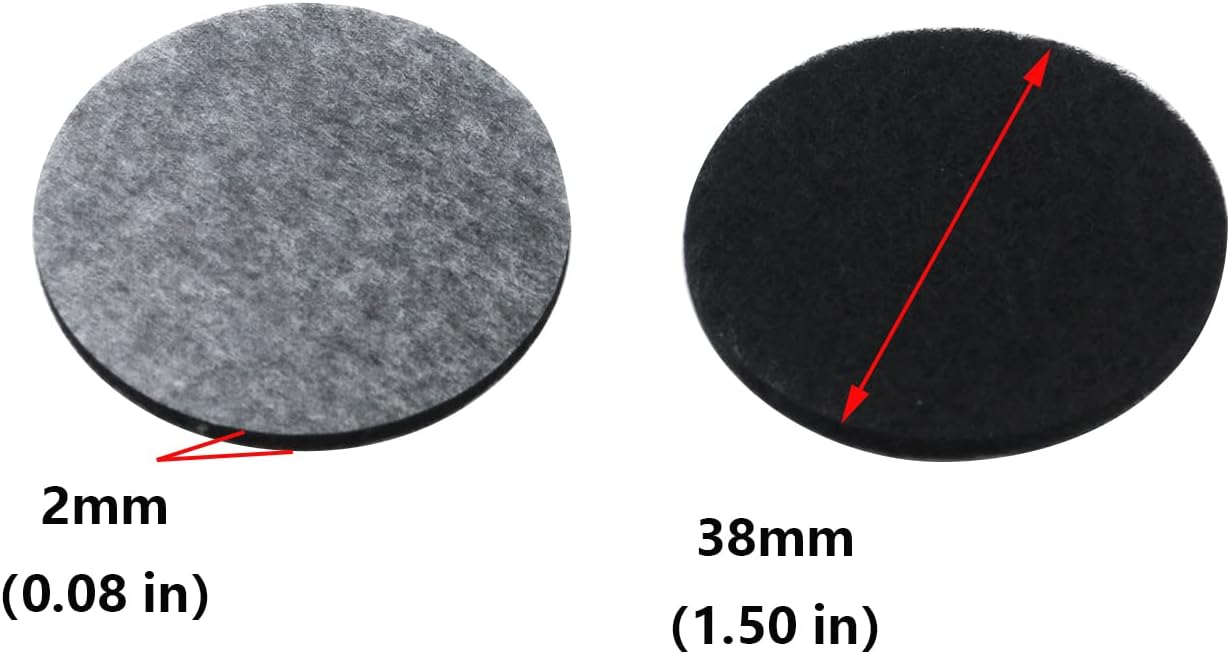Antrader 1.5 Inch Self-Stick Furniture Round Felt Pads Wood Floor Protectors – Protect Your Hard Floors from Furniture Scratches, Pack of 48, Black