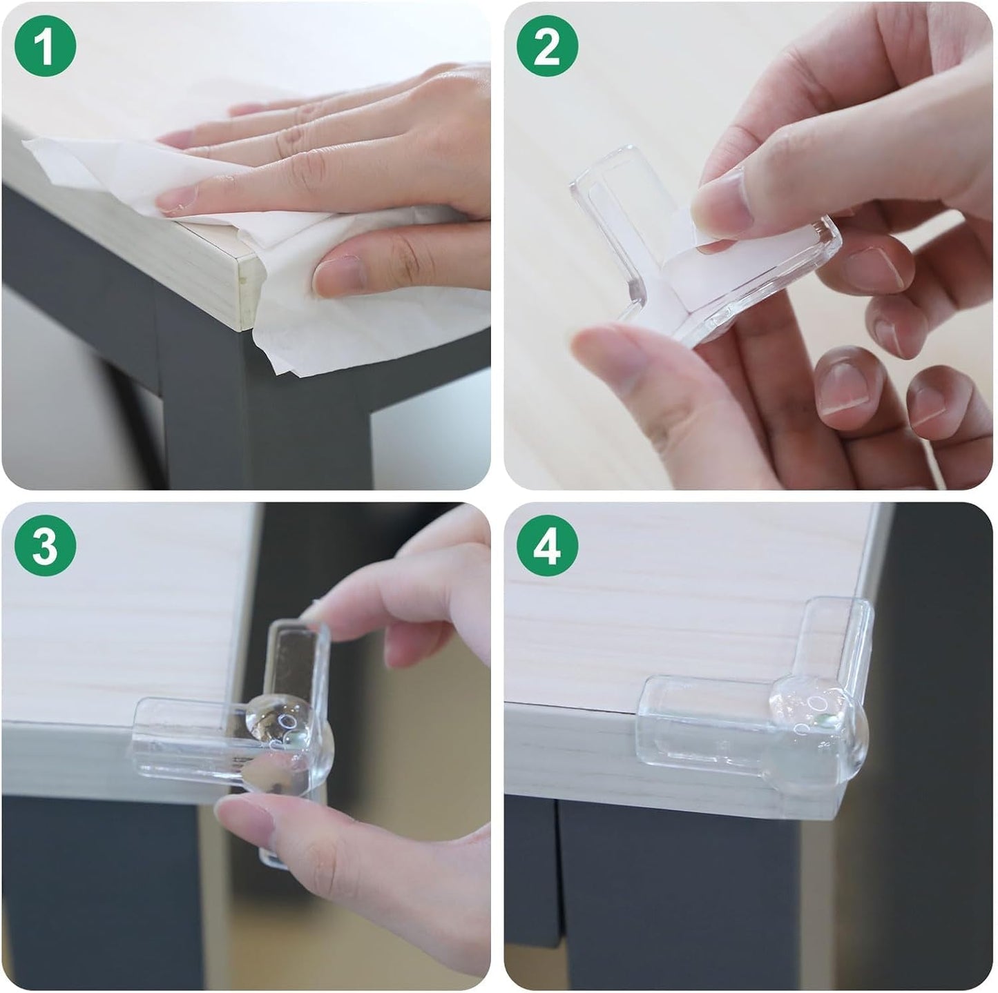 EEEKit 32 Pack Silicone Corner Protectors, Adhesive Pre-Taped Furniture Corner Guards, Proof Bumpers Corner Covers for Table Edges & Sharp Corners