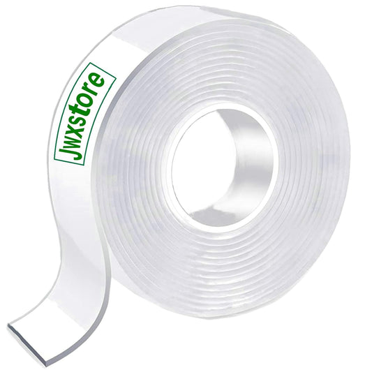Jwxstore Extra Large Double Sided Tape Heavy Duty Removable 0.79 Inch x 196 Inch, Clear & Tough Nano Tape, Multipurpose Mounting Tape Picture Hanging Strips Adhesive for Carpet Poster