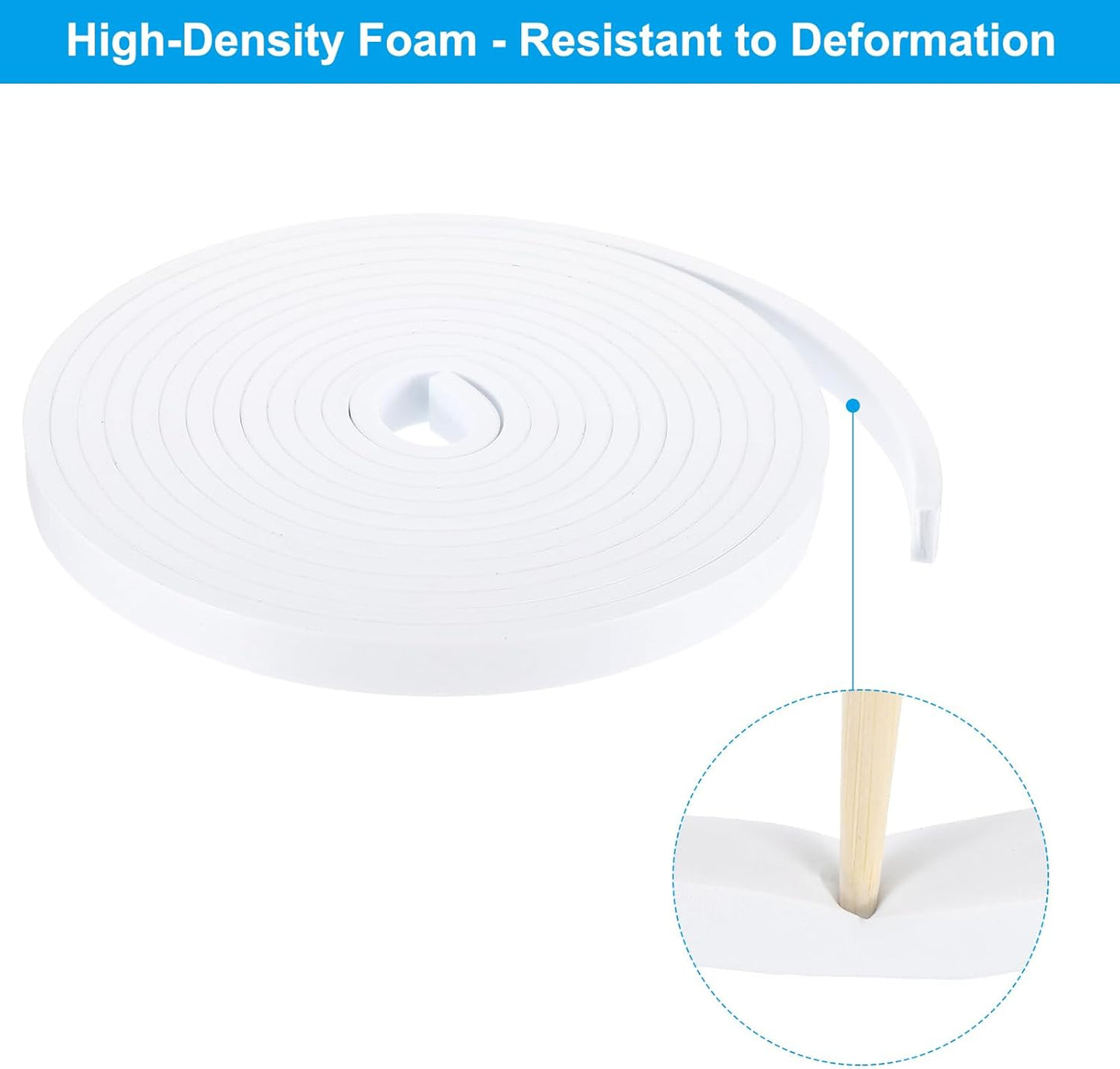 PATIKIL Weather Stripping Door Seal Strip, 3/8 Inch x 1/4 Inch x 32 Ft Self Adhesive Soundproof High Density Foam Tape Insulation for Door Window Air Conditioning, White - Colors B