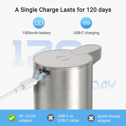 LAOPAO Automatic Soap Dispenser Foaming: Rechargeable Touchless Soap Dispenser Stainless Steel Foam Soap Dispenser for Bathroom Hand Soap Pump for Kitchen Xmas Gift, 9oz, White