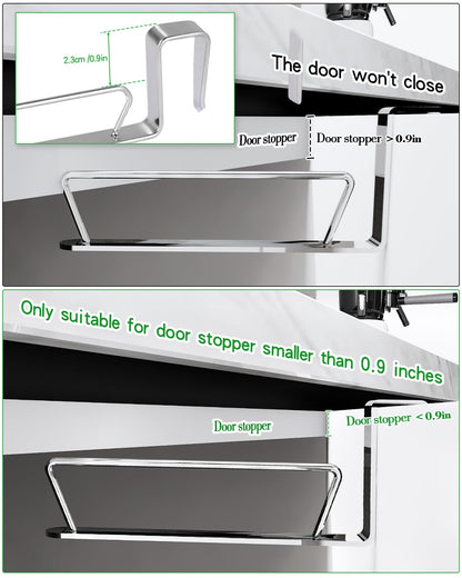 YQh Stainless Steel Cabinet Door Trash Bag Holder for Kitchen Cabinet Door and Drawer, Cabinet Door Hook Adjustable Spacing, Suitable for Plastic Bags with Handles Food Bags