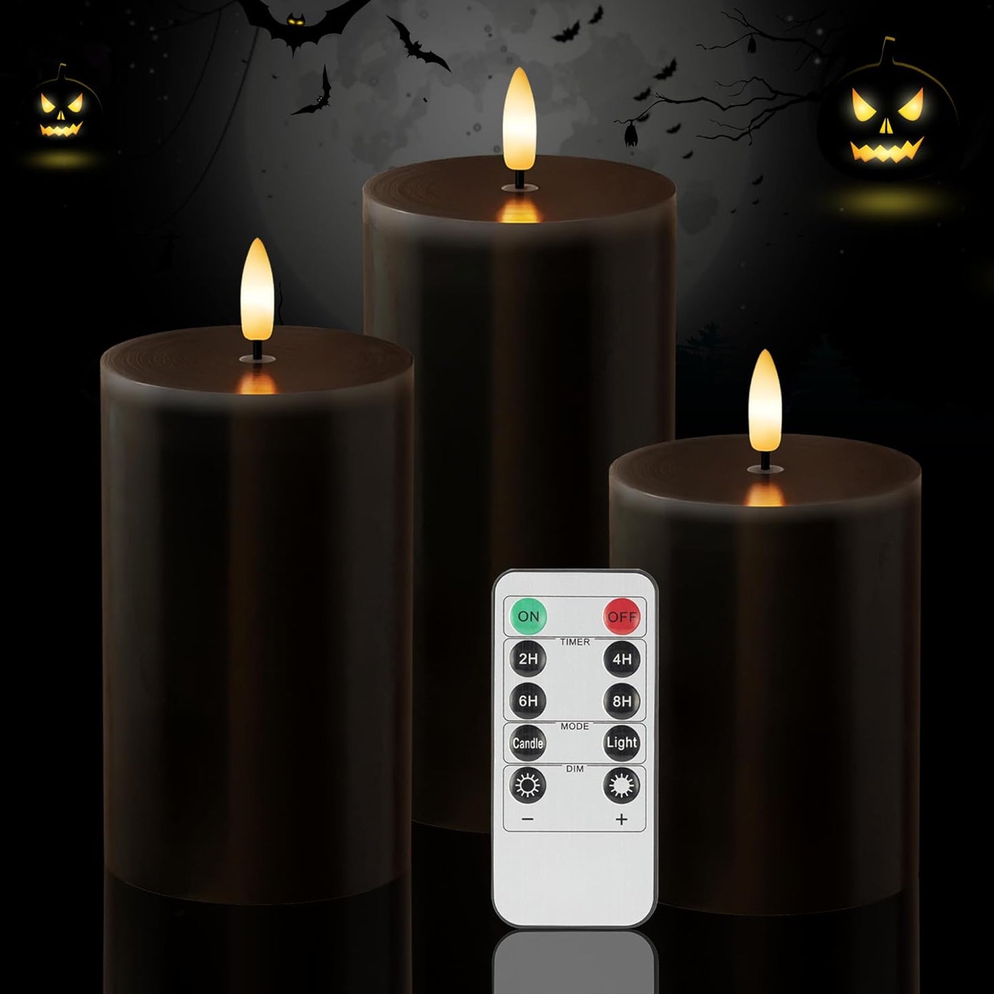 White Flameless Pillar Candles, Battery Operated Wax Candles with Remote, Flat Top Flickering Flameless Candles, LED Candle for Home, Wedding, Party Decor, Set of 3, Φ 3" H 4" 5" 6"