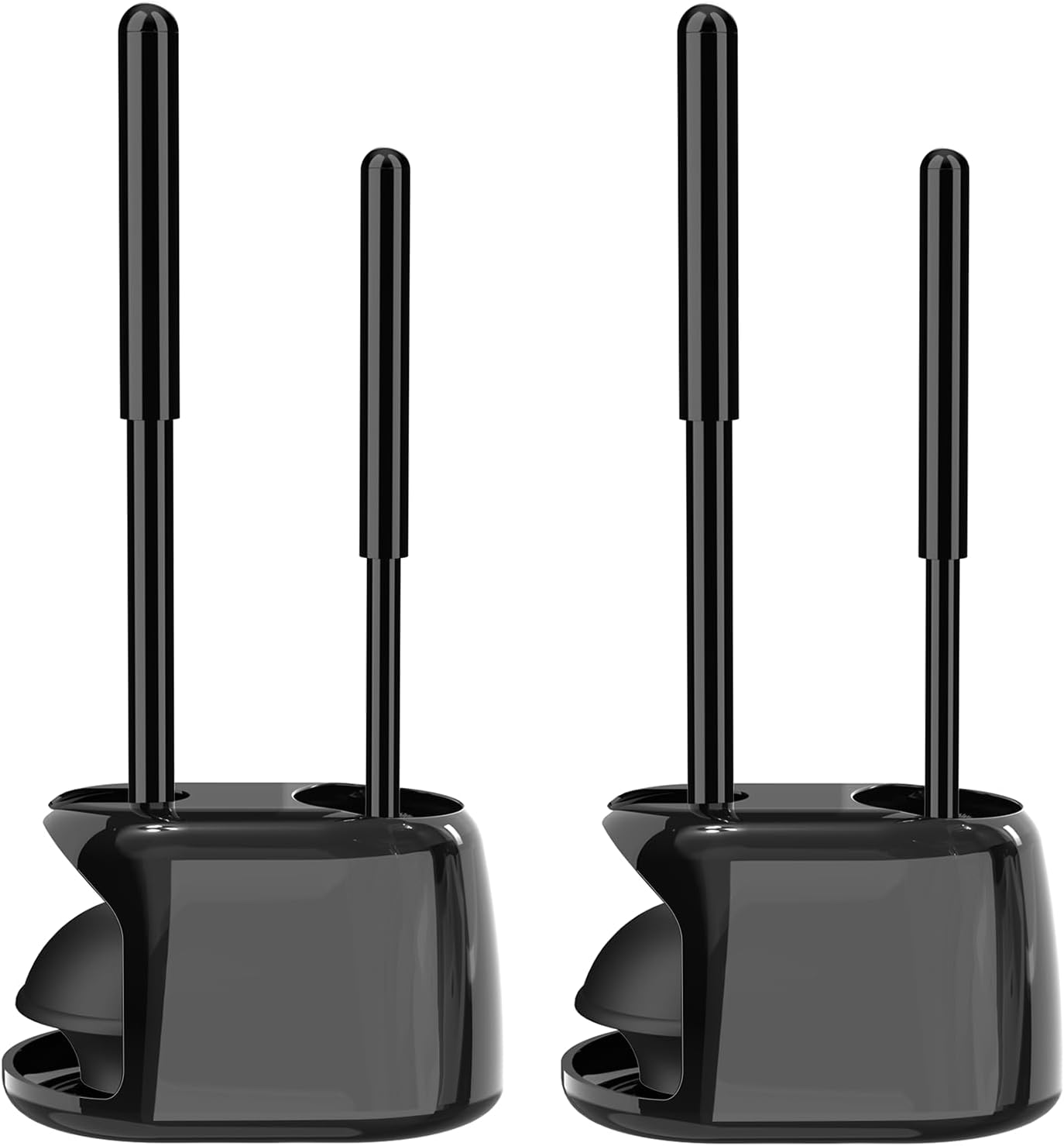 SetSail Toilet Brush and Plunger Set, Semi-Hidden Toilet Plungers Heavy Duty Toilet Bowl Brush and Holder for Bathroom Toilet Plunger and Brush Set for Deeply Cleaning - Black
