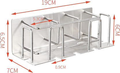 HANZE 2 Pack Toothbrush Holder 304 Stainless Steel Adhesive Wall Mounted 3 in 1 with Toothbrush Holder Toothpaste Holder and Cup Holder for Bathroom Shower