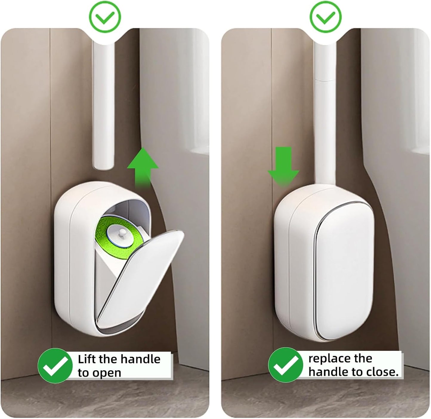 Disposable Toilet Brush and Holder Set with 28 Refills, Wall Mounted Toilet Bowl Cleaner Wand Cleaning System Bathroom Cleaning Supplies (Toilet Brush + 28 Refills)