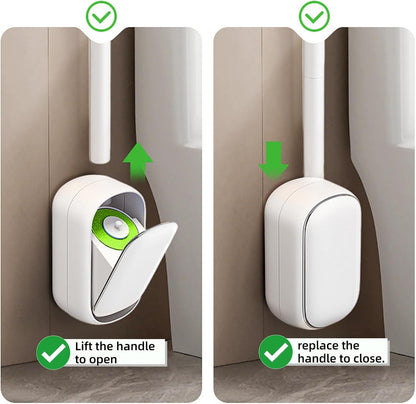 Disposable Toilet Brush and Holder Set with 28 Refills, Wall Mounted Toilet Bowl Cleaner Wand Cleaning System Bathroom Cleaning Supplies (Toilet Brush + 28 Refills)