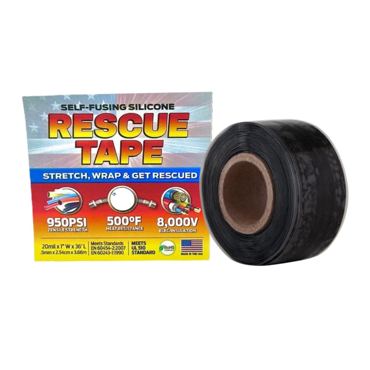 Bond It Rescue Tape, Self-Fusing Silicone for Emergency Plumbing, Pipe & Hose Repair, Electrical Insulation, Waterproof, 950 PSI, Made in USA, 1" x 12', Red