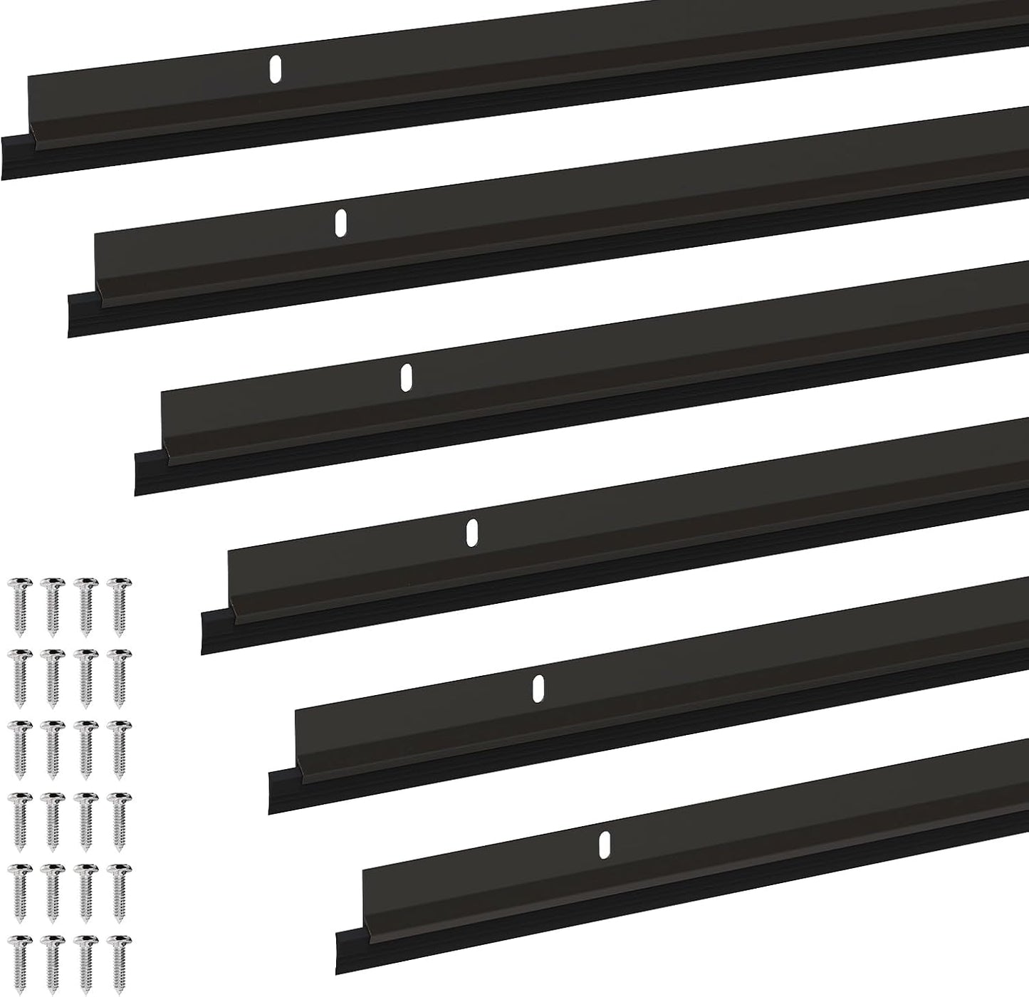 AMZNOVA Door Sweep, Door Threshold Sweeper for Interior & Exterior Bottom, Sweep Stripping Aluminum and Vinyl, Dust Bug Storm Weatherproof Aluminum Vinyl, 36in, Brown, 2Pack