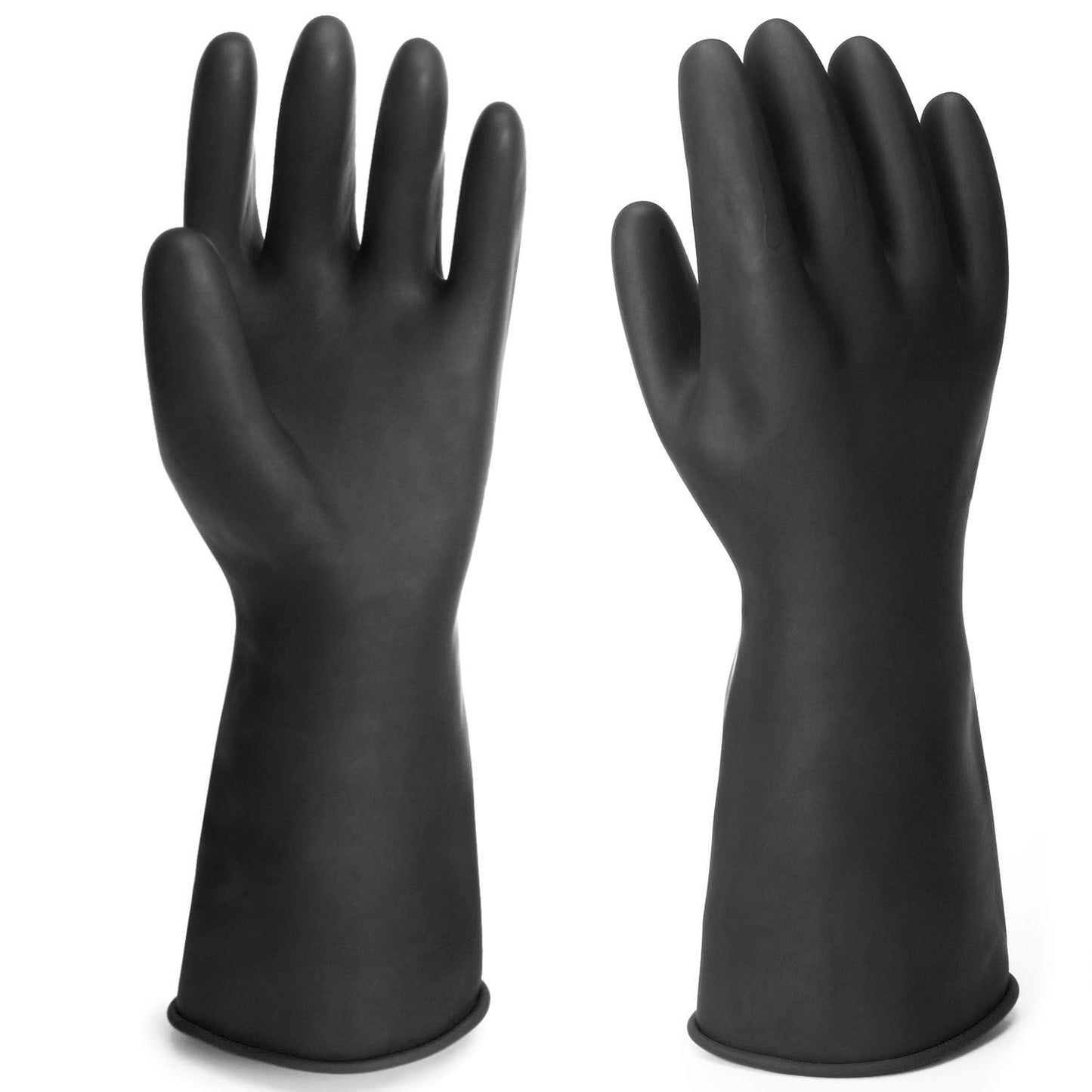 Black Rubber Gloves Extra Large, 22" Long Chemical Resistant Gloves, Waterproof Reusable Dishwashing Household Cleaning Safety Work Heavy Duty Industrial Rubber Glove, 1 Pair XXL