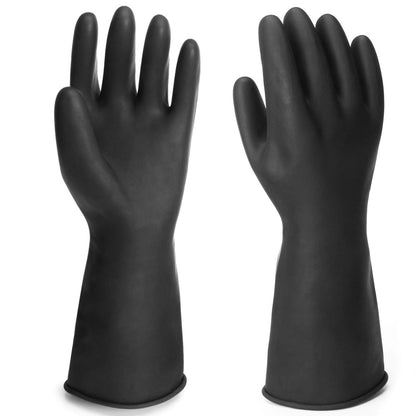 Black Rubber Gloves Extra Large, 22" Long Chemical Resistant Gloves, Waterproof Reusable Dishwashing Household Cleaning Safety Work Heavy Duty Industrial Rubber Glove, 1 Pair XXL
