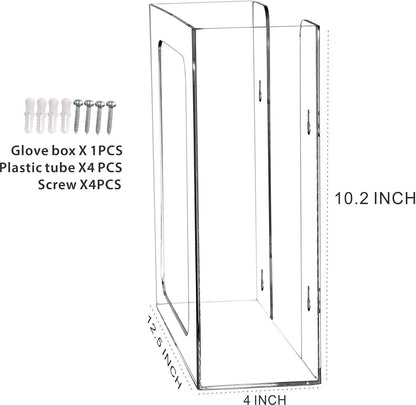Cq acrylic Clear Wall Floating Glove Rack and Glove Box Dispenser Holder 10"x6.25"x4" Pack of 1