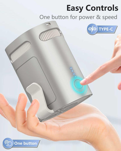 Portable Waist Fan Clip on-4-Speed Strong Airflow,Personal Fan Rechargeable with up to 25H of Working Time,Wearable Shirt Belt Hip Back Body Fans,Cooling Neck Cooler Ac for Camping, Outdoor, Jobsite