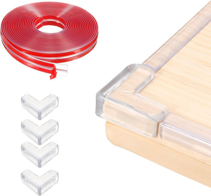 uxcell Edge Protector, 6.6ft (2M) x 0.4" (10MM) Clear Furniture Corner Guard PVC Strong Adhesive Proofing Edge Safety Bumpers with 4 Corners Guards for Table Cabinets