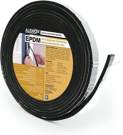 Alenor EPDM Black Foam Insulation Tape Self Adhesive 1/8"x1" x 50' Ft –Pack of 1- Weather Stripping for Doors & Windows,Soundproofing,Door Seal,Weatherstrip,Pipe Cooling,Air Conditioning Seal Strip