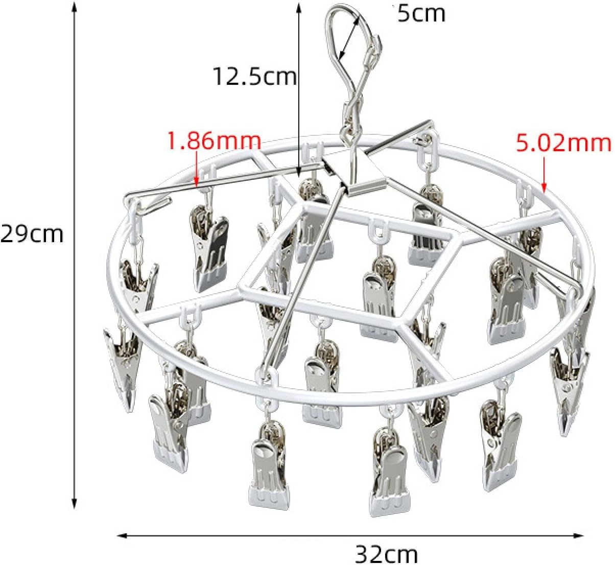 Drying Rack for Sock, Stainless Steel Sock Drying Rack with 24 Clips, Swivel Hook Windproof Hanger for Sock, Bras, Towel, Underwear, Laundry, Hat, Scarf, Pants, Gloves(Pink)