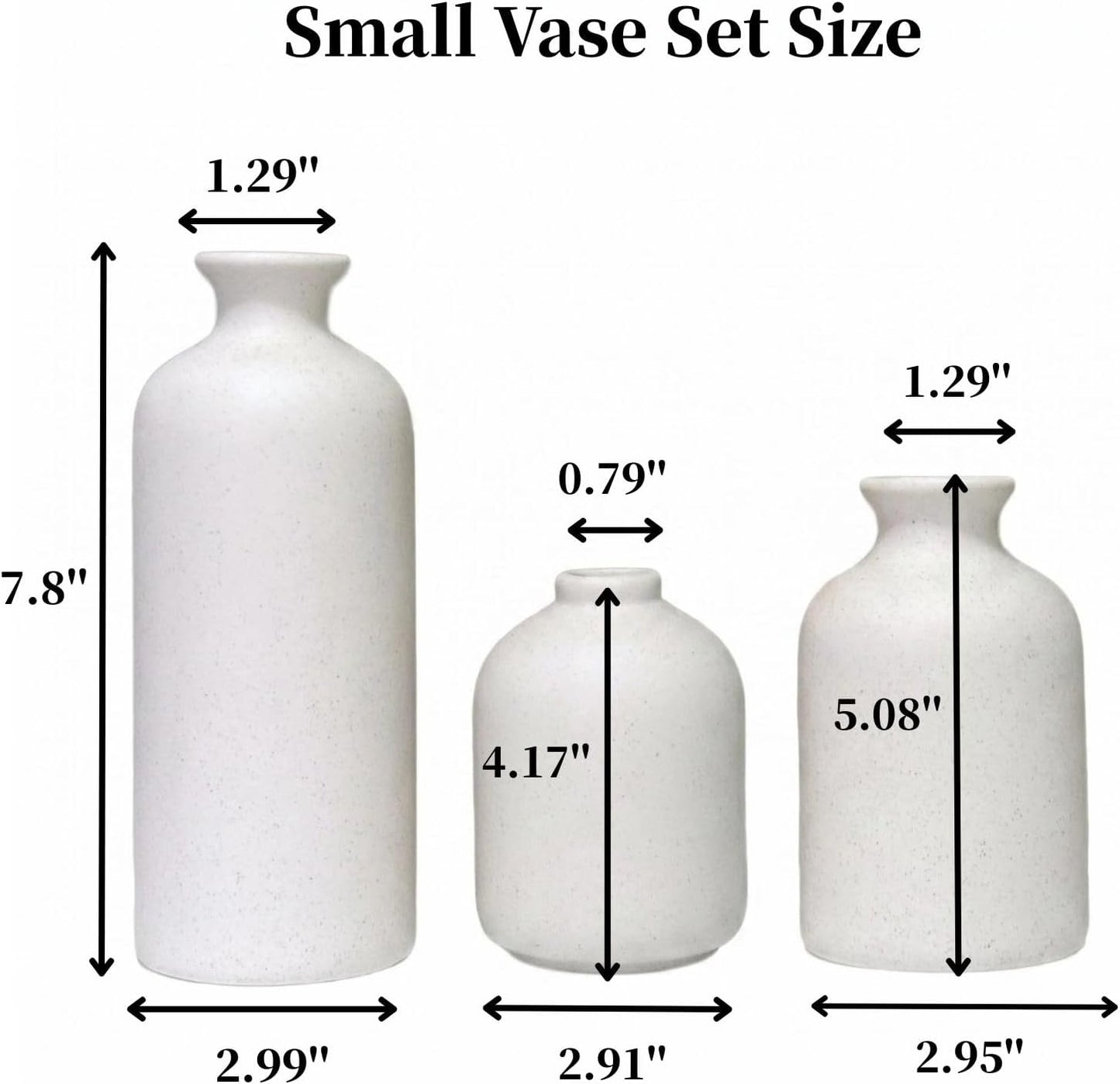 Small Ceramic Vase Set of 3, Boho Home Decor Vases for Dried Flowers,Farmhouse,Shelf,Bathroom,Centerpiece for Entryway Table Decoration Gifts