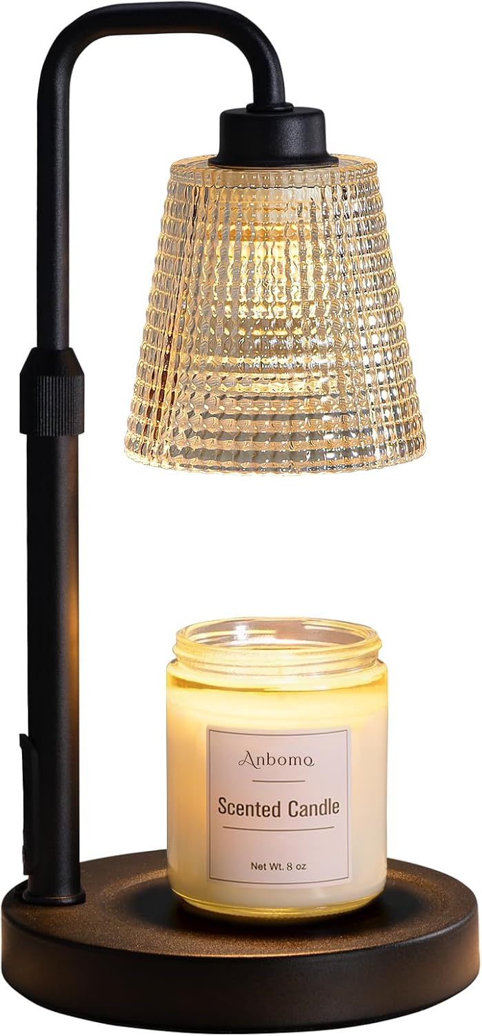 Candle Warmer Lamp with Timer Dimmable, Wax Warmer for Scented Jar Candles, Adjustable Height Candle Lamp for Home Decor, Birthday Gifts for Women Mom House Warming Gifts, Matte Black