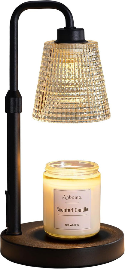 Candle Warmer Lamp with Timer Dimmable, Wax Warmer for Scented Jar Candles, Adjustable Height Candle Lamp for Home Decor, Birthday Gifts for Women Mom House Warming Gifts, Matte Black