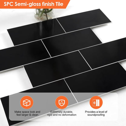10- Sheet Polished White Peel and Stick Backsplash, 12’’Luxury PVC Ceramic Look Self Stick Subway Tiles, Waterproof Peel and Stick Wall Tiles for Kitchen and Bathrrom