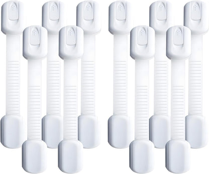 Cabinet Locks Baby Proofing 12-Pack – Child Proof Cabinet Locks & Door Locks for Kids Safety, Baby Proof Cabinet Latches with Strong 3M Adhesive, No Drill, Multi-Purpose for 10078-01A