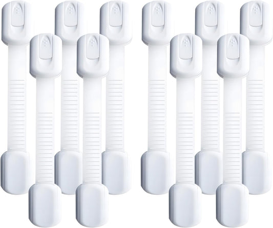 Cabinet Locks Baby Proofing 12-Pack – Child Proof Cabinet Locks & Door Locks for Kids Safety, Baby Proof Cabinet Latches with Strong 3M Adhesive, No Drill, Multi-Purpose for 10078-01A