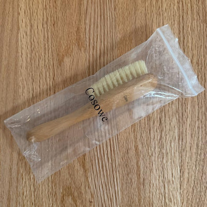 Cosowe Wood Clean Brush, Laundry Stain Brush with Handle and Soft Boar Bristles, Cleaning Brushes for Household Use, Natural Beech Wood Bath Massage Brush, Portable