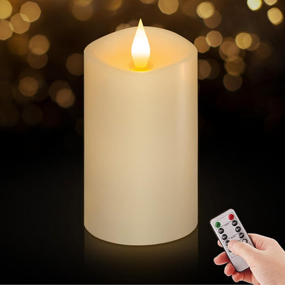 3x3 Flickering Flameless Candles Set of 2, 2AA Battery Life 600 Hours Battery Candles Flickering with Timer,3 inch Flameless Candles with Remote for Indoor/Outdoor, Ivory