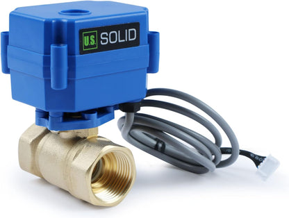 U.S. Solid Water Leak Detector with Auto Shut-Off Valve & Sound Alarm, 1" NSF Certified 304SS Motorized Ball Valve with 3 Sensors, Smart Sensor System for Water Heaters, Laundry & Flood Prevention
