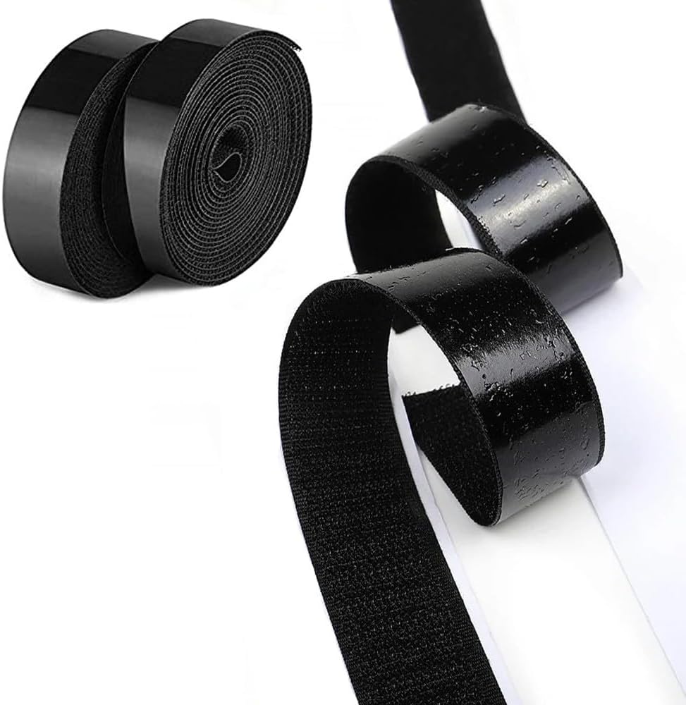 1 inch Black Hook and Loop Tape 1 Yd Self Adhesive Tape Sticky Back Heavy Duty Fastener Ideal for Window Fixing Net Carpets DIY Project Handmade Craft Home Office