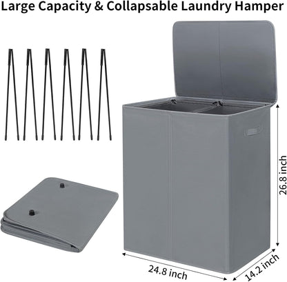 WOWLIVE 180L Laundry Hamper with Lid 3 Section,Large Laundry Basket with Removable Bags and Handles,Collapsible Dirty Clothes Hampers for Laundry,Laundry Basket Organizer for Laundry Room,Dorm,Beige