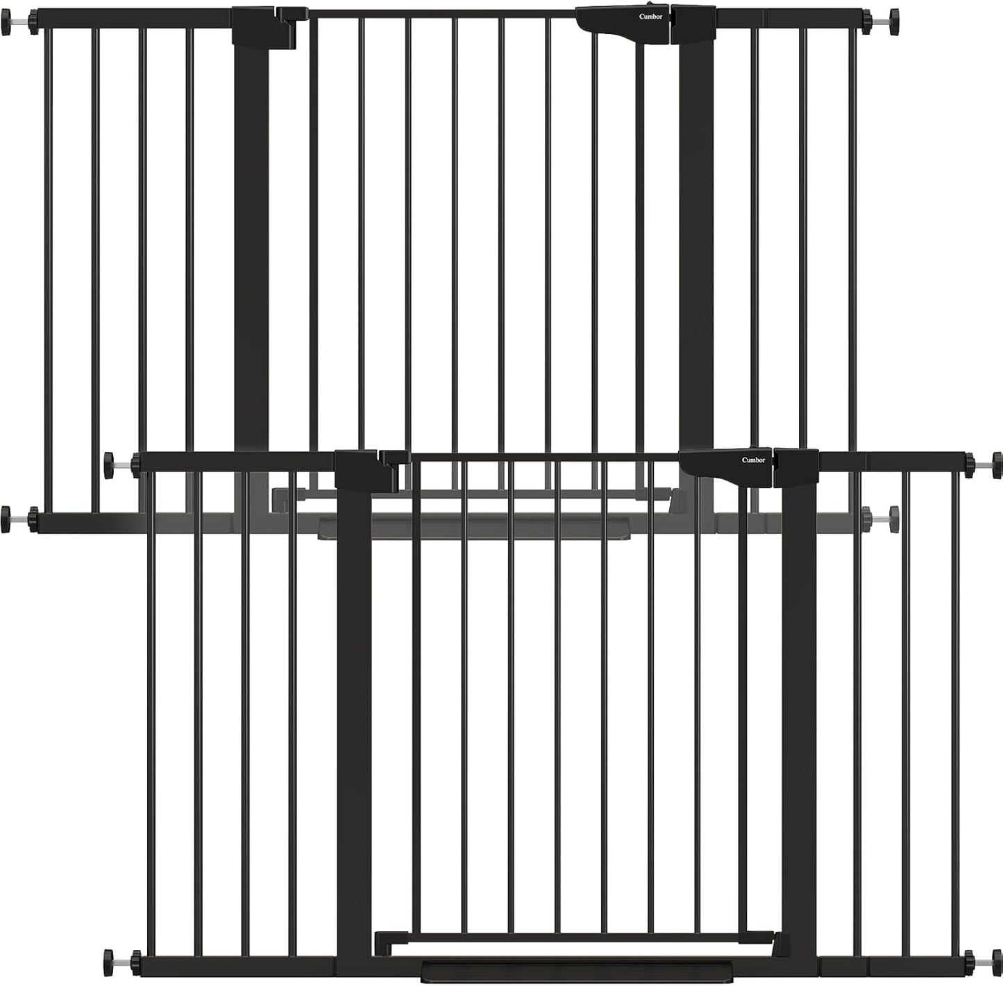 Cumbor 29.7-48" Baby Gate for Stairs, Mom's Choice Awards Winner-Dog Gate for Doorways, Auto Close Safety Pet Gate for Dogs Indoor, Easy Install Pressure Mounted Child Gate with Walk Thru Door, Brown