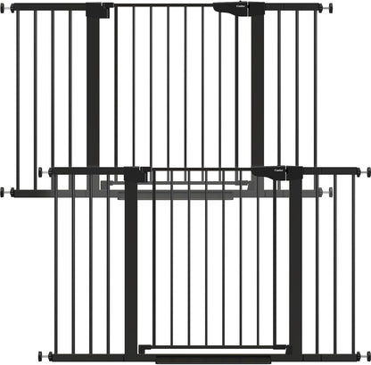 Cumbor 29.7-48" Baby Gate for Stairs, Mom's Choice Awards Winner-Dog Gate for Doorways, Auto Close Safety Pet Gate for Dogs Indoor, Easy Install Pressure Mounted Child Gate with Walk Thru Door, Brown