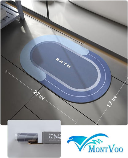 MontVoo Bath Mat - Non Slip, Quick Dry, Stain Resistant Bath Mat Rug for Bathroom Floor - Easy Care Shower Rug for Outside Bathtub - 17"x27" Grey