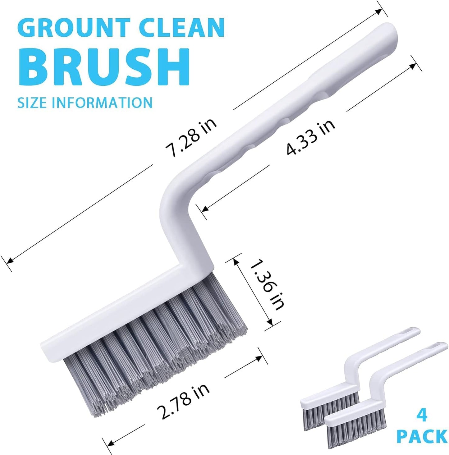 Lumkew Grout Brush Cleaning,Hard Bristle Grout Cleaner for Tile Floors,Bathroom Cleaning Brushes for Scrub Shower Tile Grout, Black, 4 Pieces