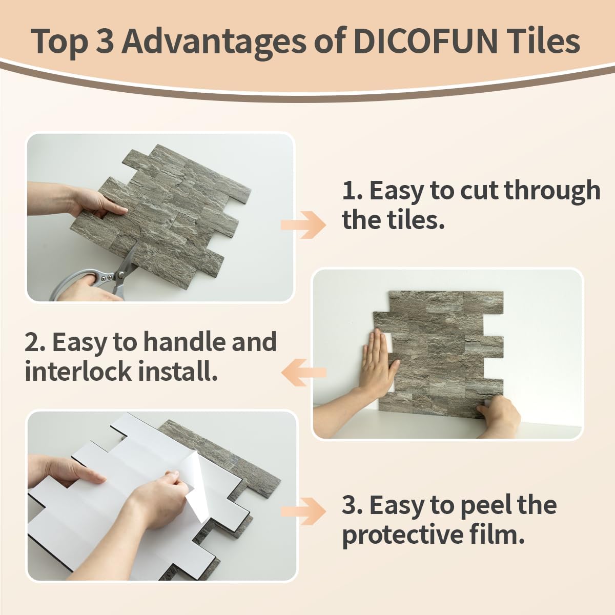 DICOFUN 10-Sheet Polished White Thick PVC Peel and Stick Backsplash, Ceramic Look Subway Tile White Kitchen Backsplash Peel and Stick Wall Tiles