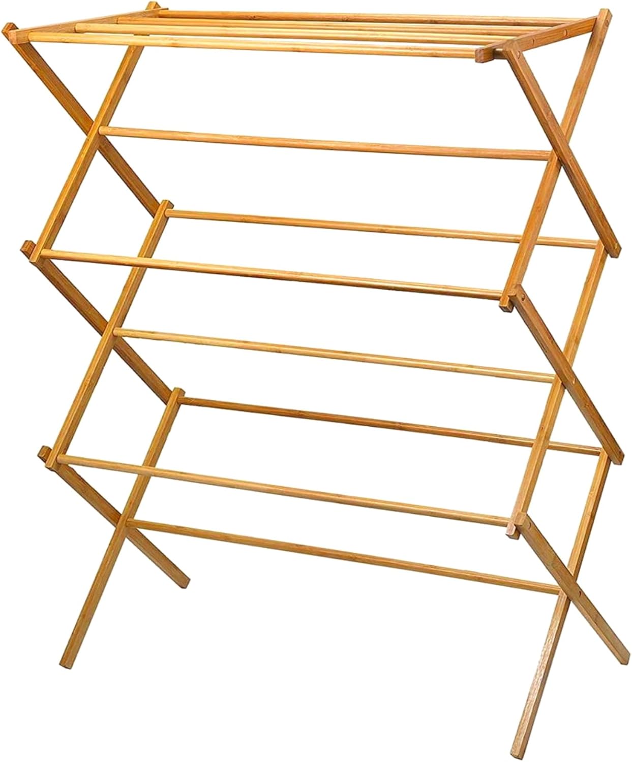 Home-it Wooden Clothes Drying Rack for Laundry - Collapsible Folding Bamboo Laundry Drying Rack for Drying Clothes - Heavy Duty Pre Assembled