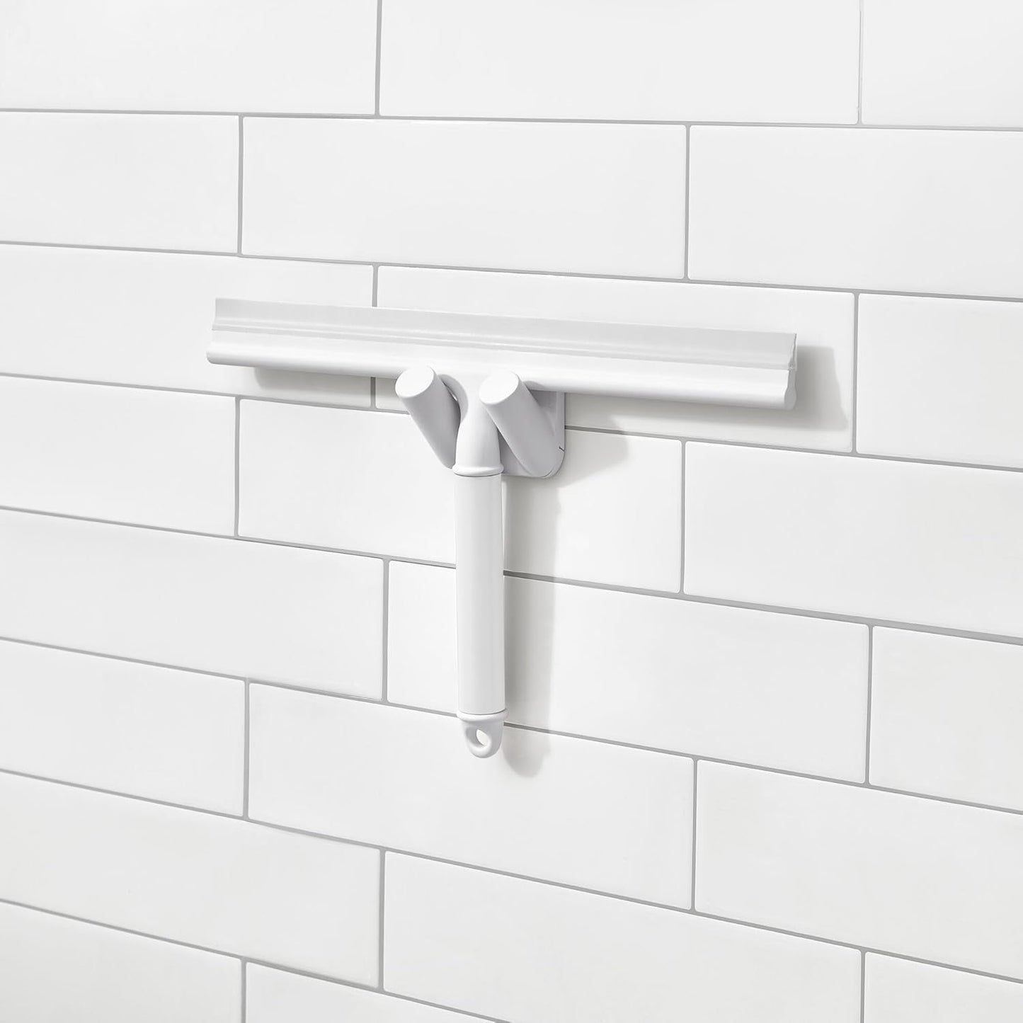 iDesign Shower Squeegee with Adhesive Hook - White