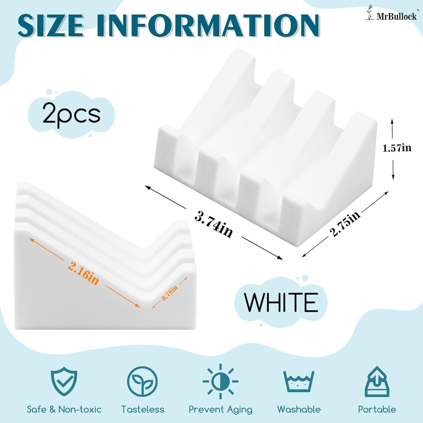 Self Draining Silicone Soap Dish with Suction Cups - Non-Slip Bar Soap Holder for Shower & Kitchen, Waterfall Tray Keeps Soap Dry, Easy Clean, Extends Soap Life (White, 1)
