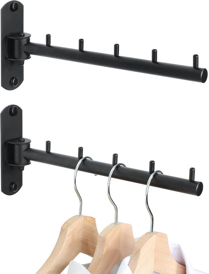 Mooche Swing Clothes Hanger Rack, Garment Racks Folding Clothes Bar Wall Mounted, 180°Rotation Laundry Drying Rack 304 Stainless Steel Space Saving for Laundry Room Bedroom Balcony, 9.45" Long
