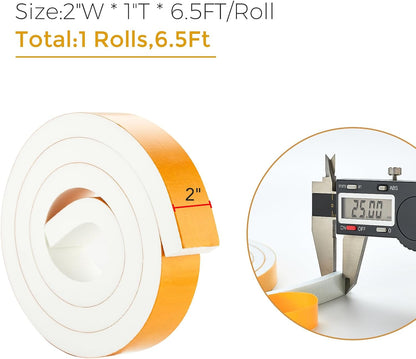 33 Feet Weather Stripping Door Seal- 1/2" Wide X 1/4" Thick Door Bottom Seal Strip High Density Foam Tape Adhesive Rubber Strip for Door Soundproofing,Window Insulation (1/2" x 1/4" x 33FT,Black)