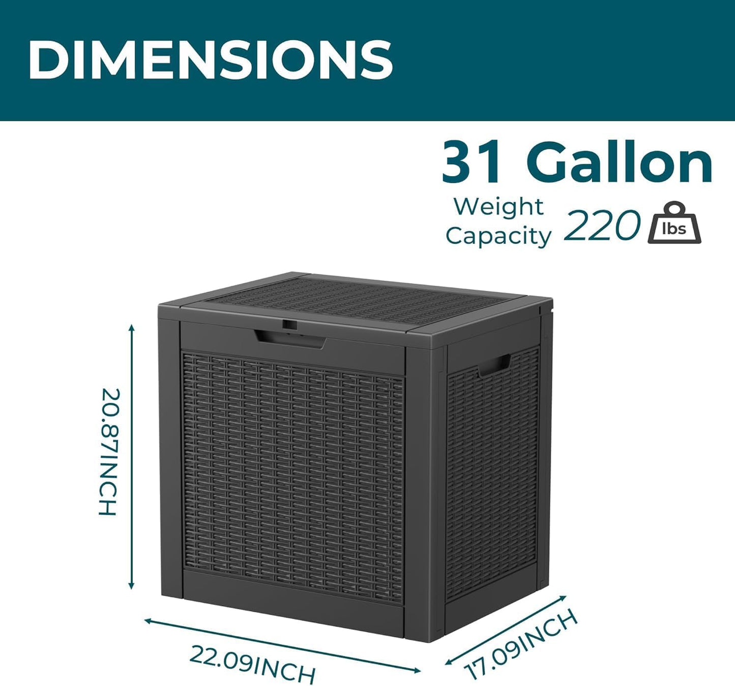 320 Gallon Waterproof Outdoor Storage Box, UV Resistant Resin Deck Box with Hydraulic Rod for Reinforced Stability, Perfect for Patio, Garden, and Pool（Black，320 Gallon）