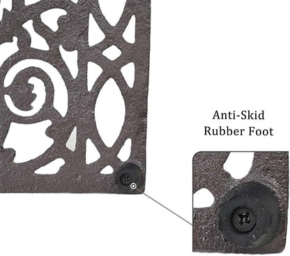 GTPBAO Heavy Duty Cast Iron Doormat 22" X 14.4", Non Slip Rectangle Mat, Front Door Mats Shoe Scraper for Garden Patio, Classic Scroll Pattern