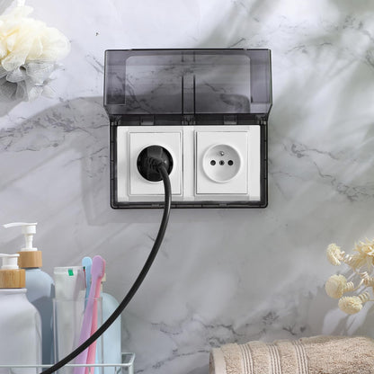 Ipetboom Waterproof Socket Cover Double-Position Thickened Adhesive Outlet Protector Box Splash-Proof Electrical Socket Cover for Indoor and Outdoor Use 7.95X4.76X2.95In