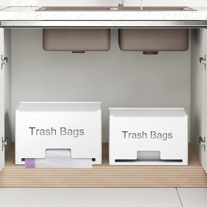 STWWO Large Trash Bag Holder Dispenser, Metal Garbage Bag Dispenser Roll Holder, Kitchen Trash Storage Organizer for Under Sink, Wall Mounted or Freestanding, Black