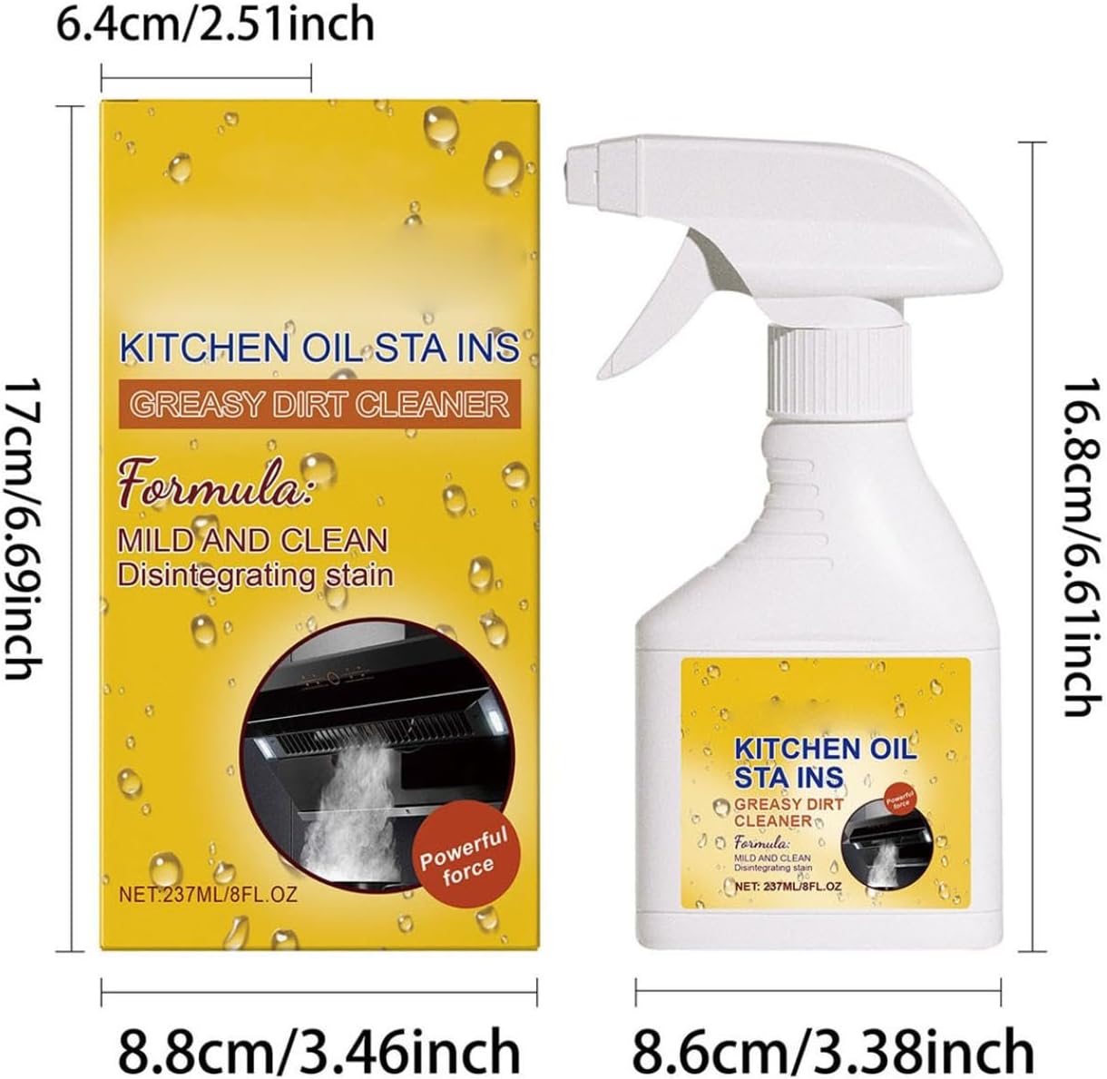 Degreaser Cleaner Heavy Duty - Kitchen Grease Cleaner 237ml - Heavy Duty Multi-surface Degreaser - Removes Oil Stains, Grease, Grime - Fresh Scent - For Kitchen, Bathroom (2)