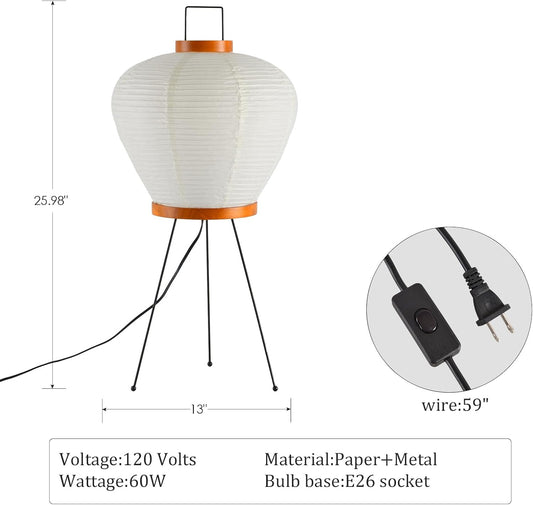 13" Rice Paper Floor Light,Nordic Design Rice Floor Lamp,Round Paper Lantern Bedside Light,Living Room Desk Lamp Bedrooms Paper Desktop Lamp