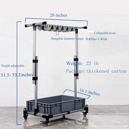 Broom And Mop Holder Put Wet Mops Movable Floor-Mounted Mop Rack Floor Standing Cleaning Tool Cart Storage For Garden Garage Schools, Hospitals, Factories, Hotels,Property Companies (12racks)